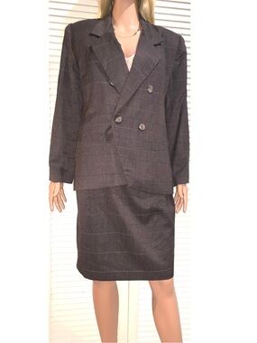 Vintage EH Woods double breasted Skirt set Brown women’s size 10